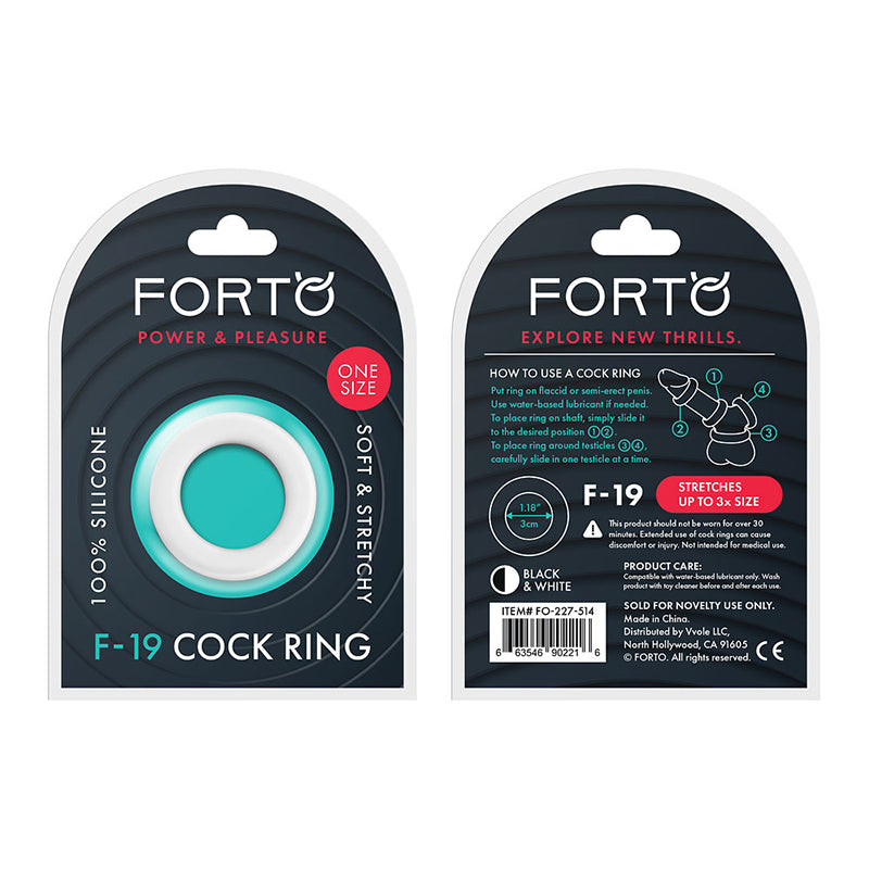 Forto F-19 Liquid Silicone 2-Tone Cockring Black-White