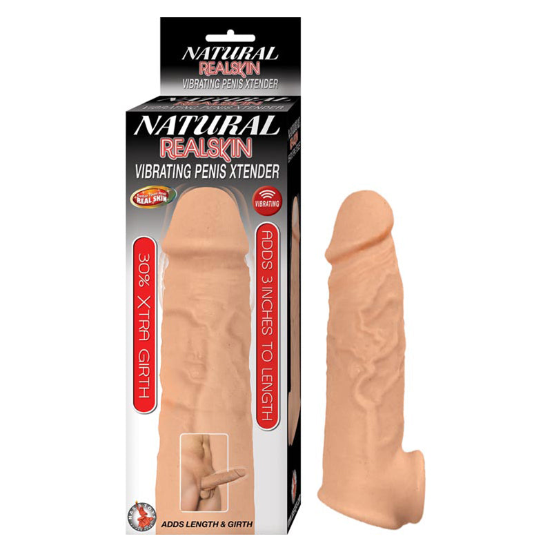 Natural Realskin Vibrating Penis Xtender – White
