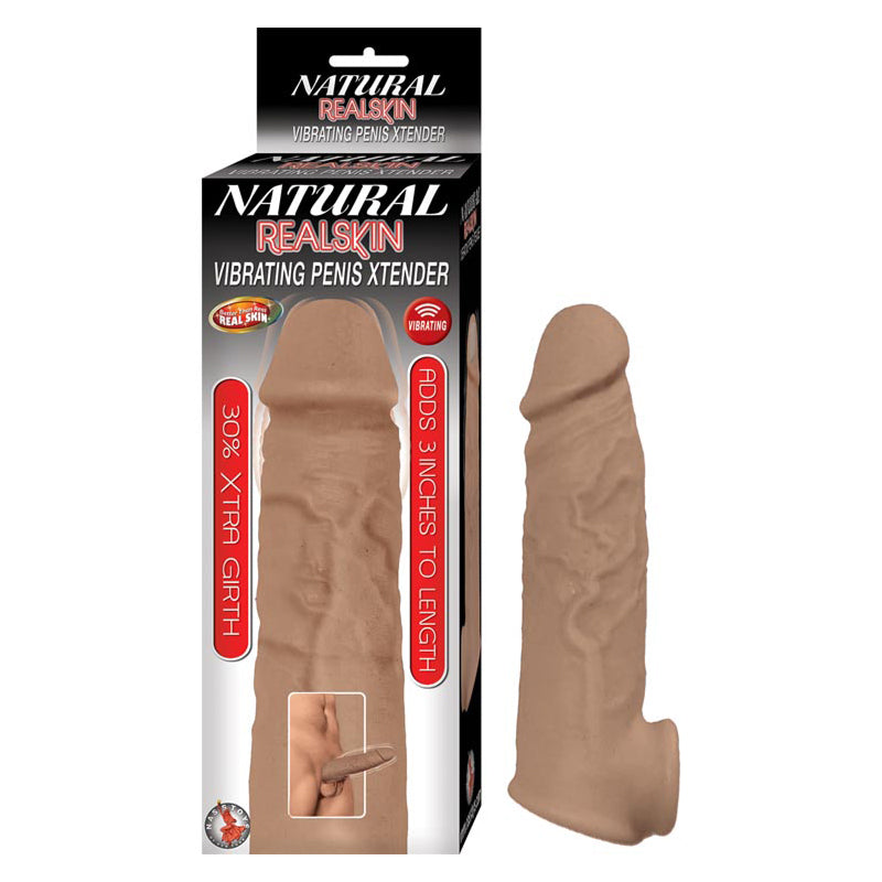 Natural Realskin Vibrating Penis Xtender – Brown