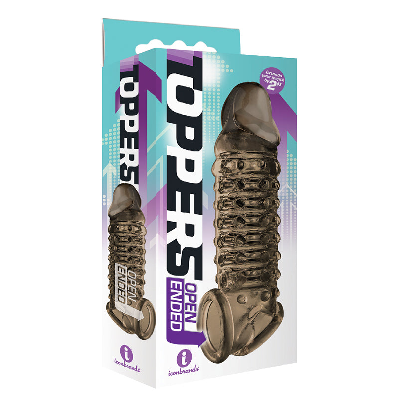 The 9’s Toppers Open-Ended, Ribbed, and Nubbed Penis Extender – Smoke