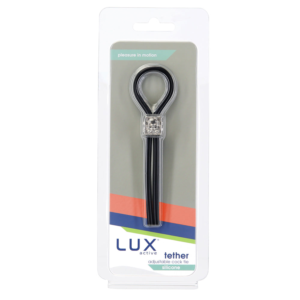 Lux Active Tether Adjustable Cock Tie Silicone Black  Lasso-Bolo